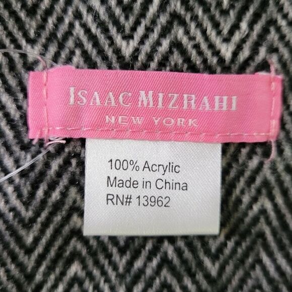 Isaac Mizrahi Herr Blanket Scarf • Black & Blush Pink• NWT - Picture 7 of 8